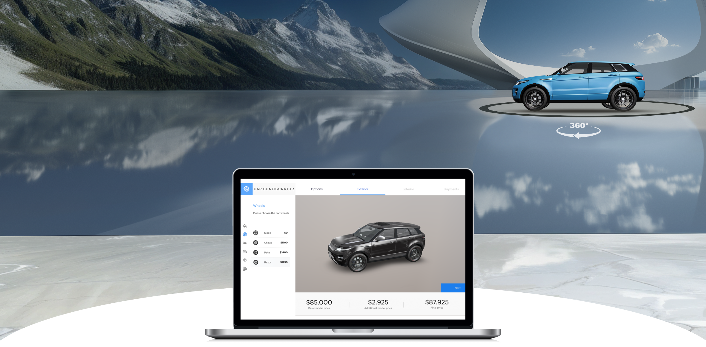 3d car configurator header