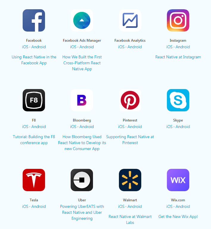 React Native app examples
