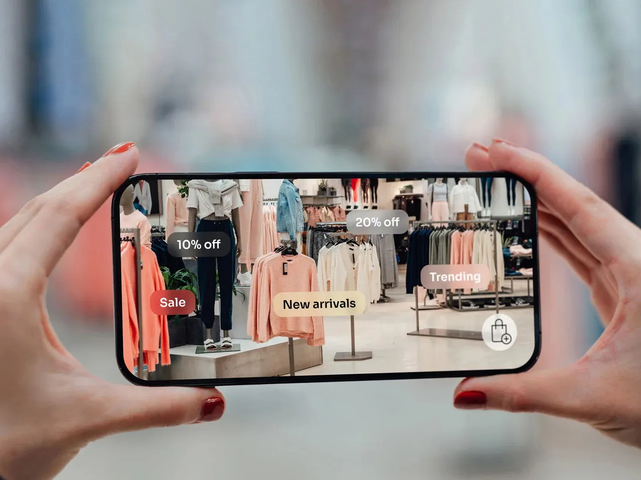 Marketing and advertising software development with AR retail promotion app on smartphone