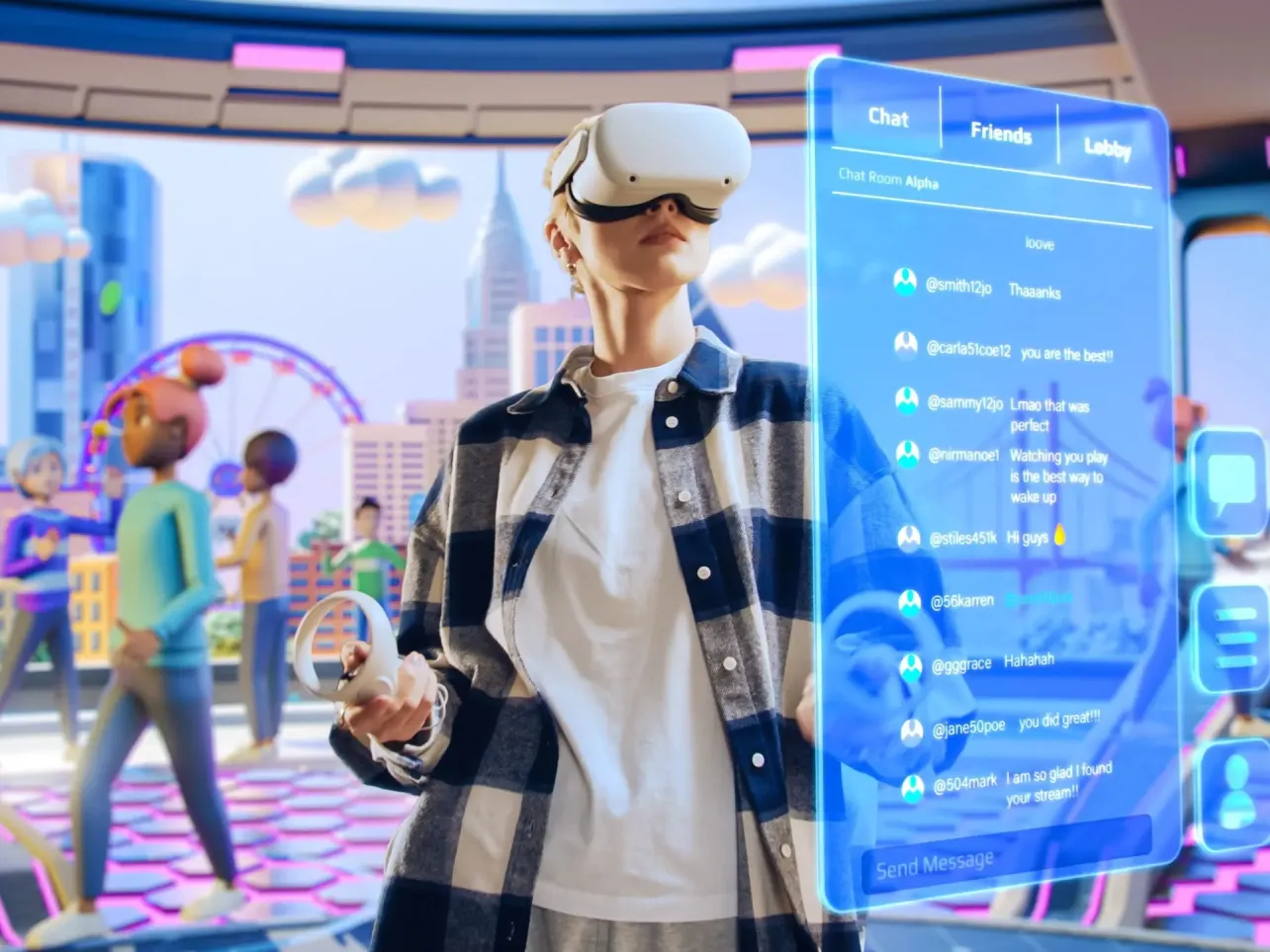 Media and entertainment software development with VR user in immersive social platform