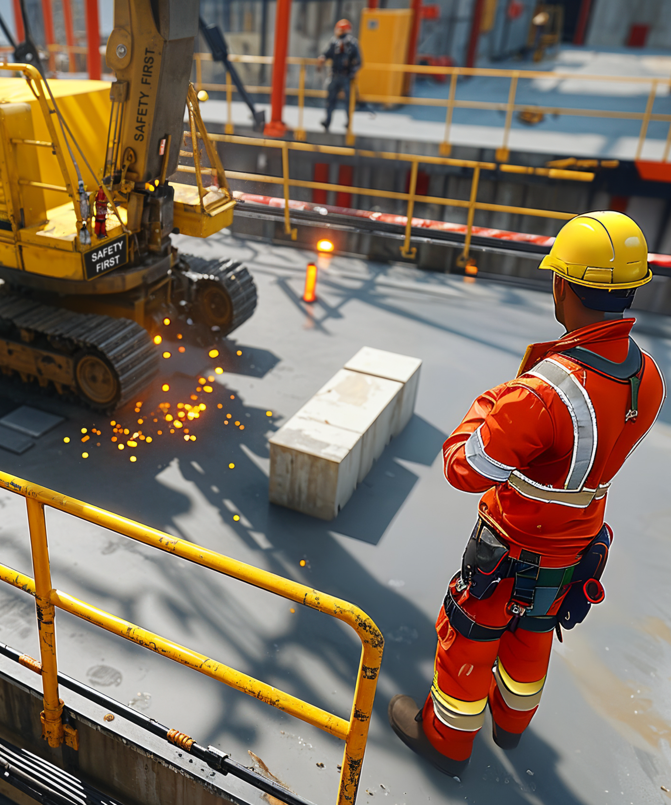 Construction worker in virtual safety training